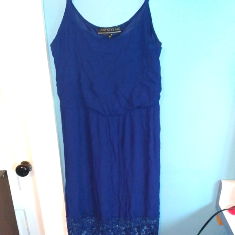 Full length blue dress with beautiful lace bottom